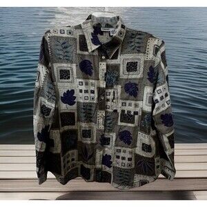 Y2K Super Cute Cabin Creek Womens XL Cottagecore Print ButtonUp Shirt Floral USA
